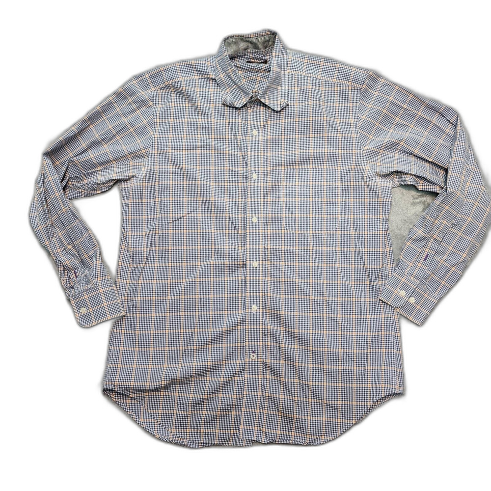 J. McLaughlin Men's Blue / Orange Multi Color Plaid Button Down Size M